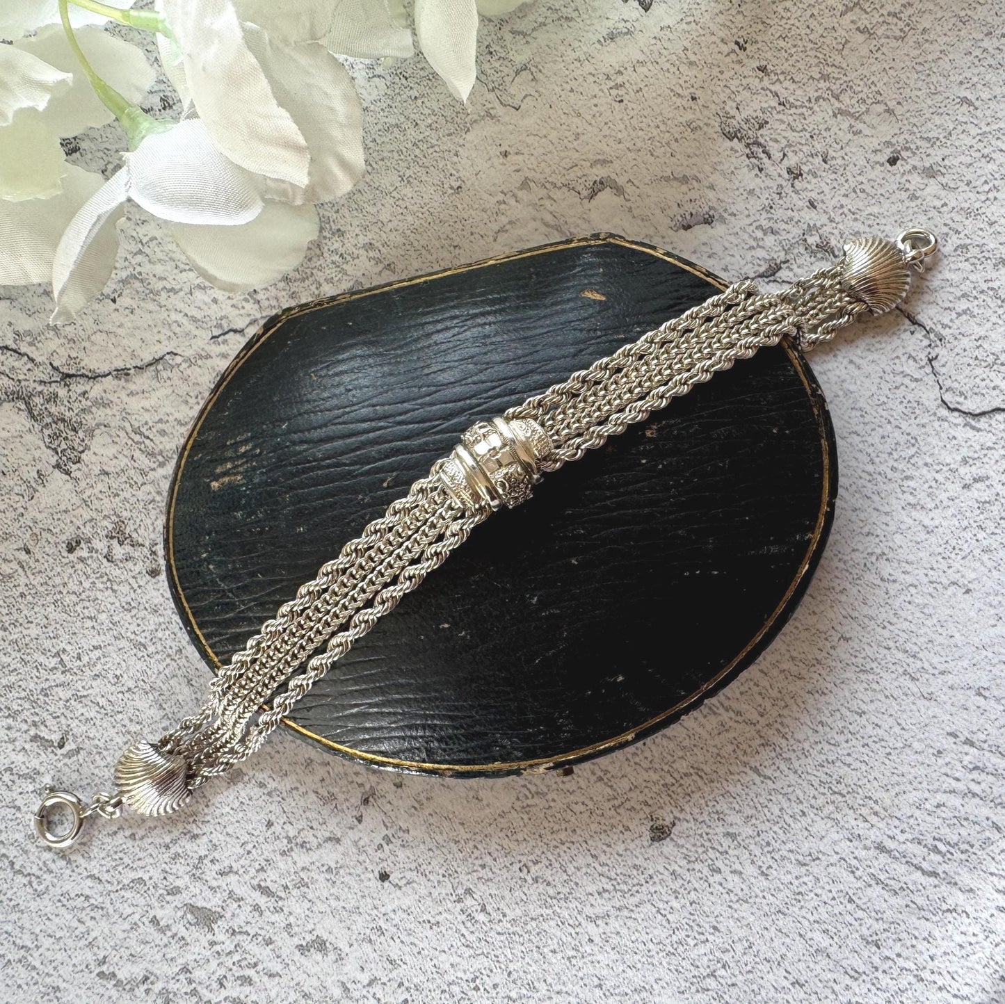 Antique Victorian Sterling Silver Fancy Albertina Chain Bracelet