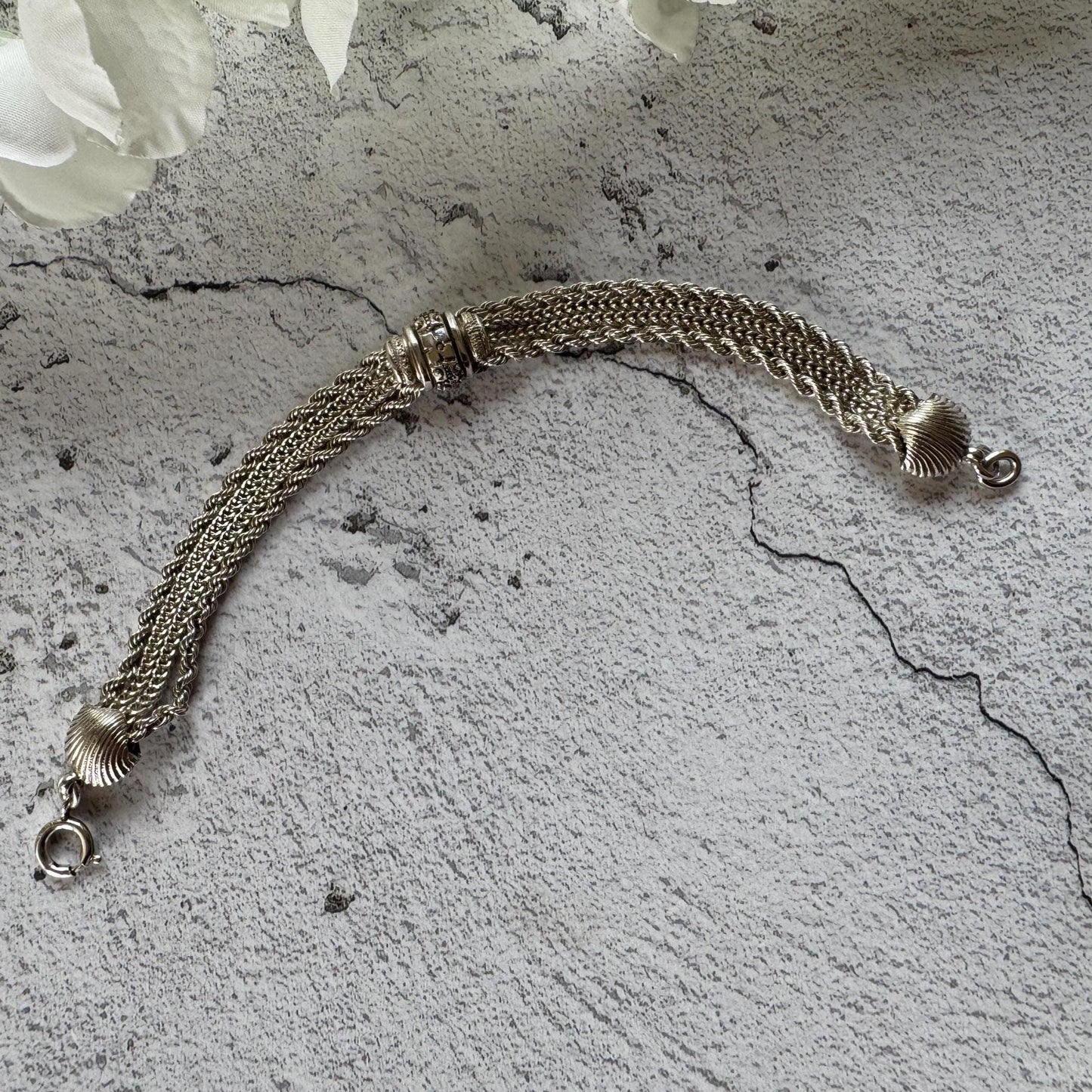 Antique Victorian Sterling Silver Fancy Albertina Chain Bracelet