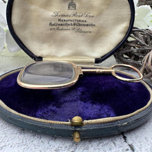 Load image into Gallery viewer, Antique Georgian Magnifying Glass Pendant: 9ct Gold Regency Era Quizzing Glass
