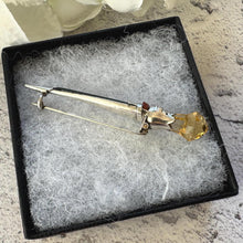 Load image into Gallery viewer, Victorian Scottish Citrine Thistle Sgian Dubh Silver Brooch: Antique Sterling Silver Figural Lapel Pin
