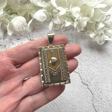 Load image into Gallery viewer, Antique Victorian Sterling Silver Large Book Locket Pendant: 1879 Hallmarks
