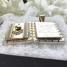 Load image into Gallery viewer, Antique Victorian Sterling Silver Large Book Locket Pendant: 1879 Hallmarks
