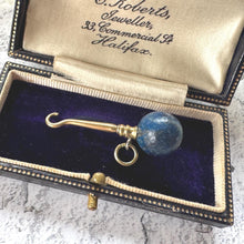 Load image into Gallery viewer, Antique Victorian Lapis Lazuli Novelty Miniature Button Hook Pendant Charm
