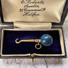 Load image into Gallery viewer, Antique Victorian Lapis Lazuli Novelty Miniature Button Hook Pendant Charm
