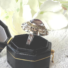Load image into Gallery viewer, Georgian Foiled Rock Crystal &amp; Enamel Ring : Antique Gold, Silver Neo-Renaissance Flower Ring
