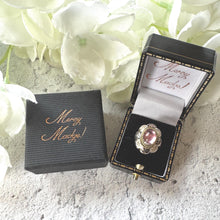 Load image into Gallery viewer, Georgian Foiled Rock Crystal &amp; Enamel Ring : Antique Gold, Silver Neo-Renaissance Flower Ring
