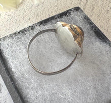 Load image into Gallery viewer, Georgian Foiled Rock Crystal &amp; Enamel Ring : Antique Gold, Silver Neo-Renaissance Flower Ring
