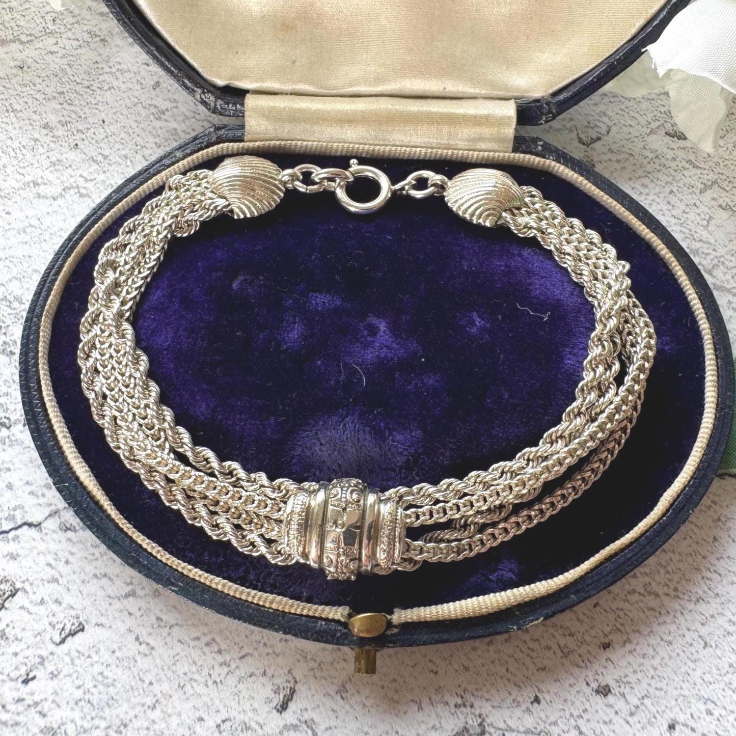 Antique Victorian Sterling Silver Fancy Albertina Chain Bracelet