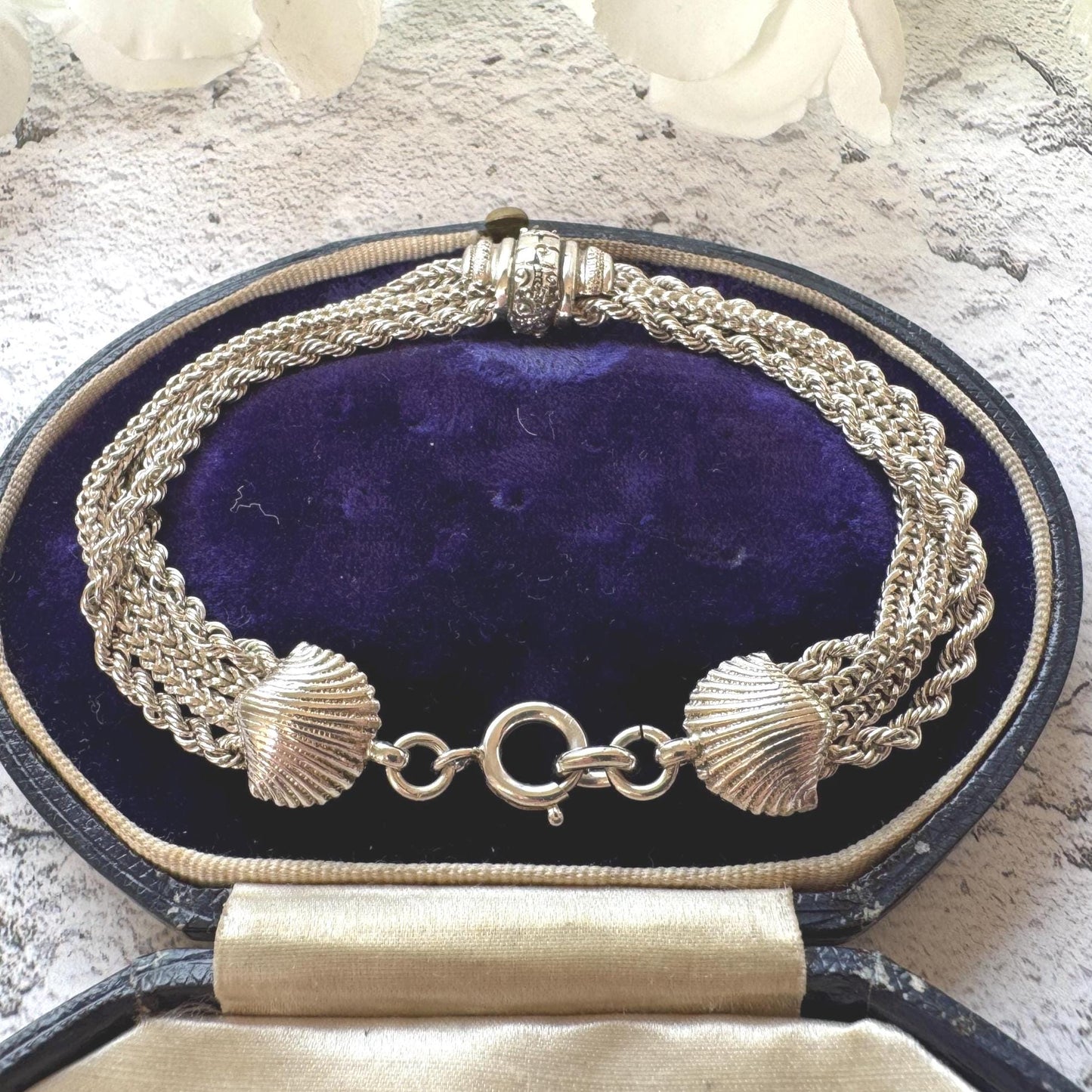 Antique Victorian Sterling Silver Fancy Albertina Chain Bracelet
