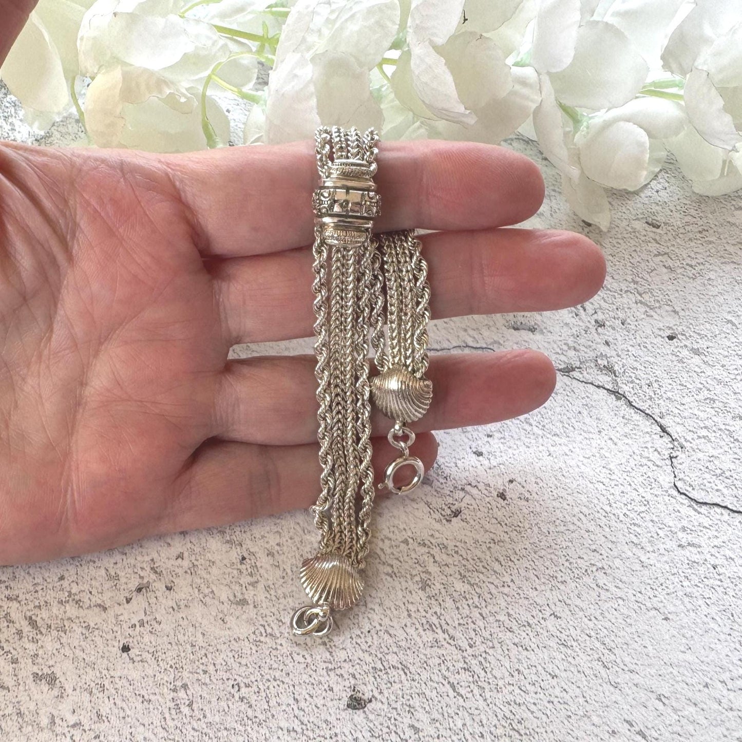 Antique Victorian Sterling Silver Fancy Albertina Chain Bracelet