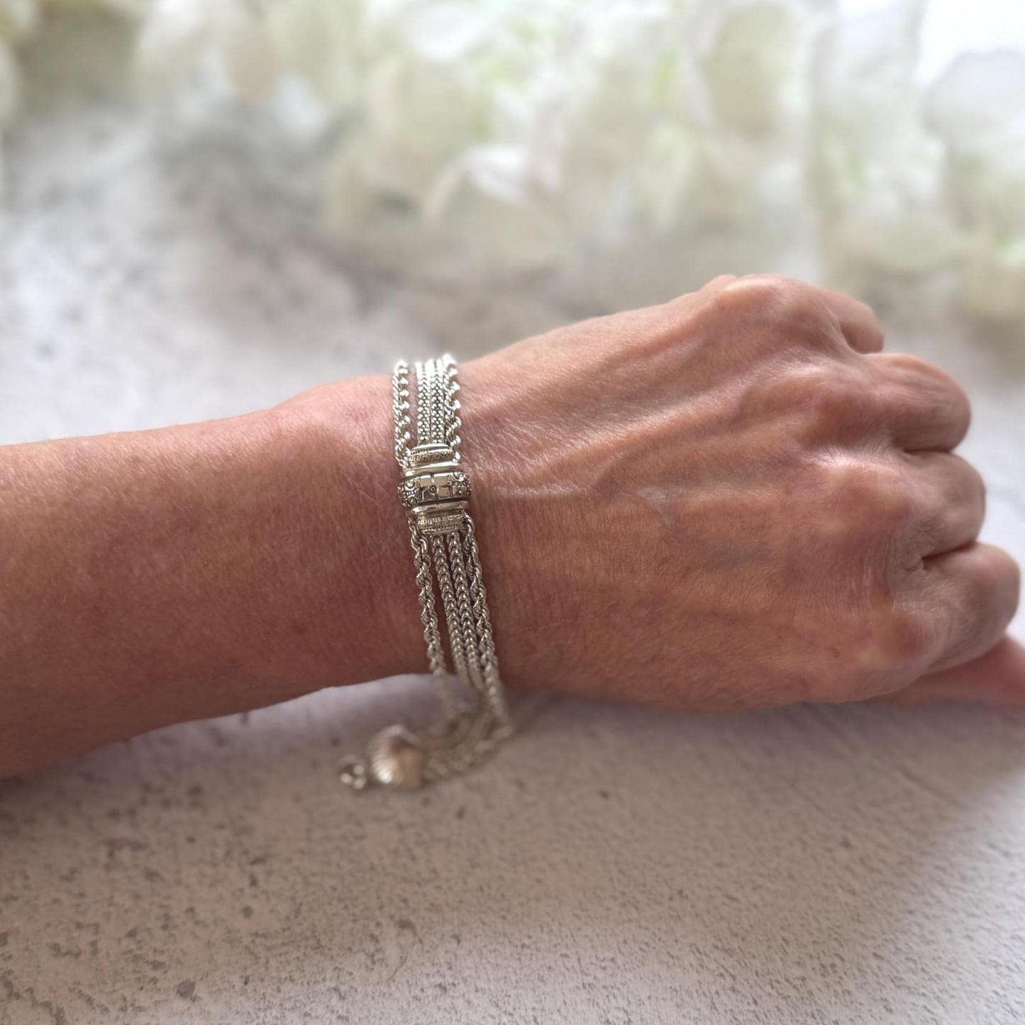 Antique Victorian Sterling Silver Fancy Albertina Chain Bracelet