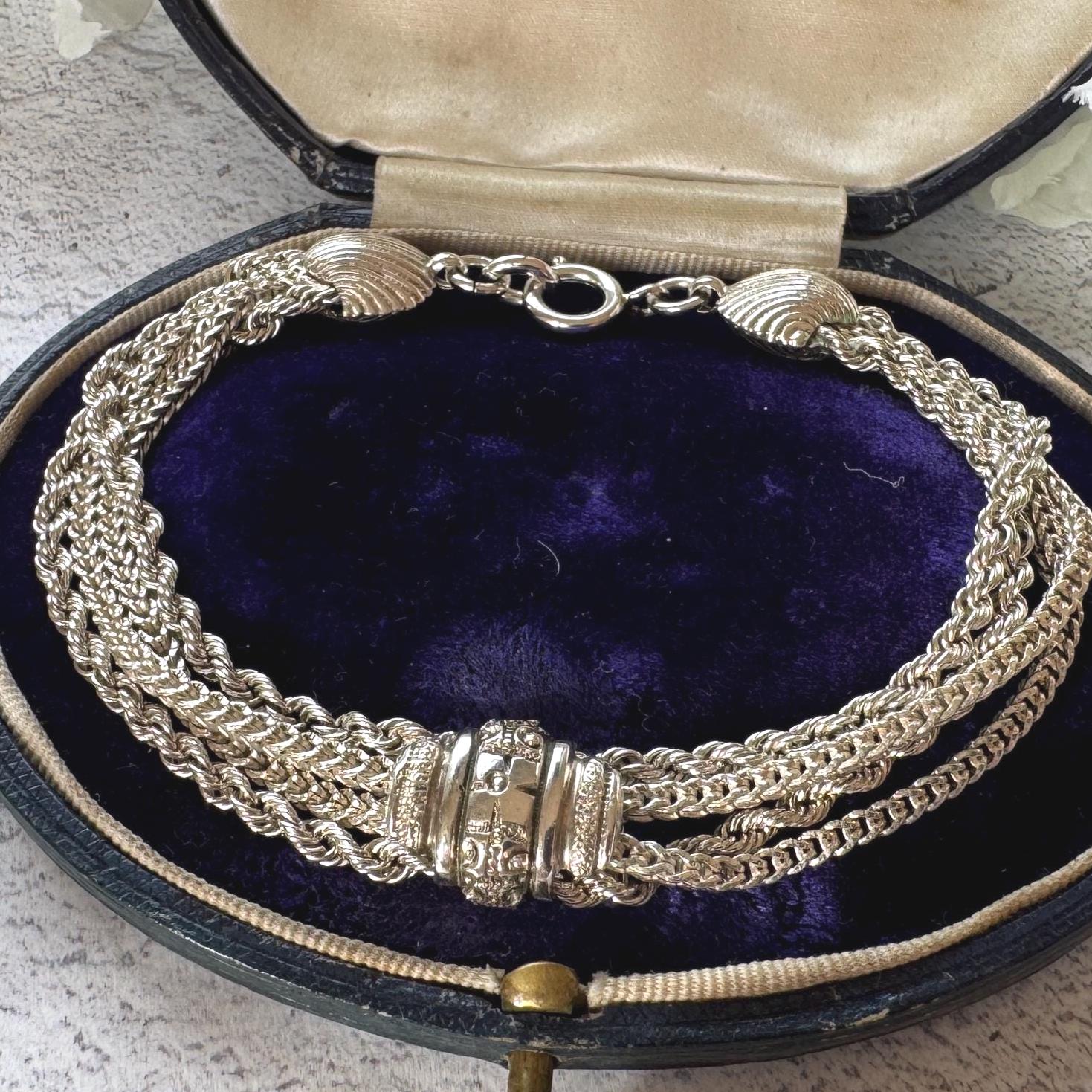 Antique Victorian Sterling Silver Fancy Albertina Chain Bracelet