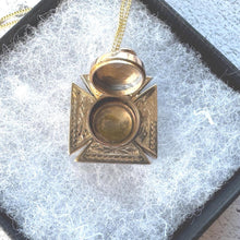 Load image into Gallery viewer, Antique Victorian 9ct Gold Engraved Maltese Cross Hidden Locket Pendant: Optional Chain
