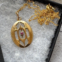 Load image into Gallery viewer, Antique Victorian 18ct Gold &amp; Ruby Pendant: Optional 20&quot; Gold Chain
