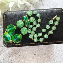 Load image into Gallery viewer, Rare Antique Uranium Glass Statement Necklace – Victorian Vaseline Glass Beads – Collectible Glowing Jewellery
