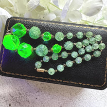 Load image into Gallery viewer, Rare Antique Uranium Glass Statement Necklace – Victorian Vaseline Glass Beads – Collectible Glowing Jewellery
