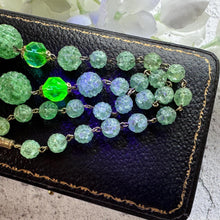 Load image into Gallery viewer, Rare Antique Uranium Glass Statement Necklace – Victorian Vaseline Glass Beads – Collectible Glowing Jewellery
