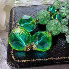 Load image into Gallery viewer, Rare Antique Uranium Glass Statement Necklace – Victorian Vaseline Glass Beads – Collectible Glowing Jewellery
