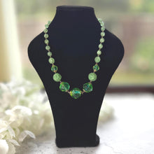 Load image into Gallery viewer, Rare Antique Uranium Glass Statement Necklace – Victorian Vaseline Glass Beads – Collectible Glowing Jewellery
