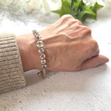 Load image into Gallery viewer, Antique 20ct White Zircon Sterling Silver Bracelet: Art Deco, Natural Gemstone Riviere
