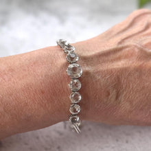 Load image into Gallery viewer, Antique 20ct White Zircon Sterling Silver Bracelet: Art Deco, Natural Gemstone Riviere
