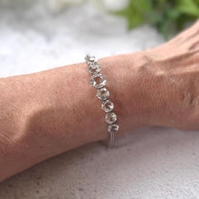 Load image into Gallery viewer, Antique 20ct White Zircon Sterling Silver Bracelet: Art Deco, Natural Gemstone Riviere
