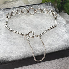 Load image into Gallery viewer, Antique 20ct White Zircon Sterling Silver Bracelet: Art Deco, Natural Gemstone Riviere

