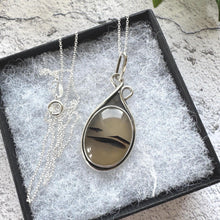 Load image into Gallery viewer, Vintage Scottish Landscape Agate Sterling Silver Pendant &amp; Chain
