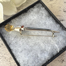 Load image into Gallery viewer, Victorian Scottish Citrine Thistle Sgian Dubh Silver Brooch: Antique Sterling Silver Figural Lapel Pin
