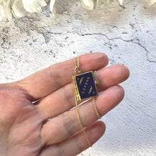 Load image into Gallery viewer, Antique Edwardian Miniature Brass &amp; Enamel Photo Book Charm OXFORD: Novelty Pendant and Chain
