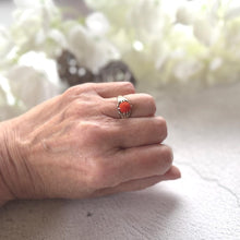 Load image into Gallery viewer, Antique Art Deco Carved Coral Rose Belcher Ring: 1920&#39;s Chinese Export, Size N/ 6-3/4
