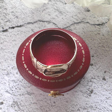 Load image into Gallery viewer, Vintage 9ct Yellow Gold Wide Buckle Ring: Art Nouveau Style Floral Engraved Band, Size O/7.25
