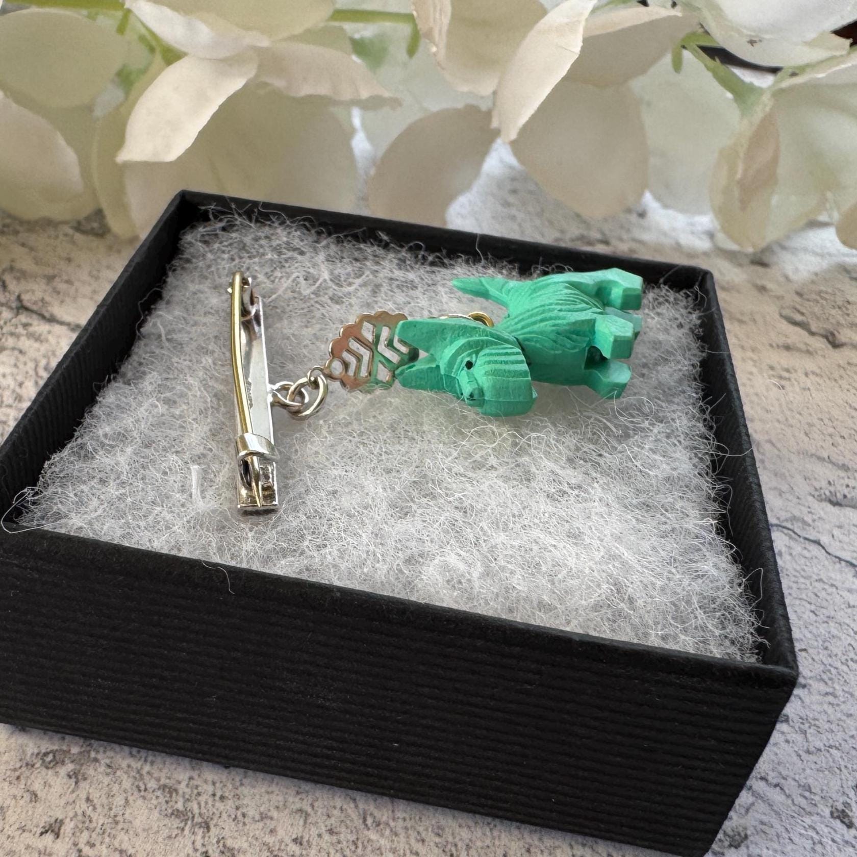 Antique Art Deco Sterling Silver & Celluloid Scottie Dog Lapel Pin: Charles Horner Attributed