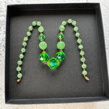 Load image into Gallery viewer, Rare Antique Uranium Glass Statement Necklace – Victorian Vaseline Glass Beads – Collectible Glowing Jewellery
