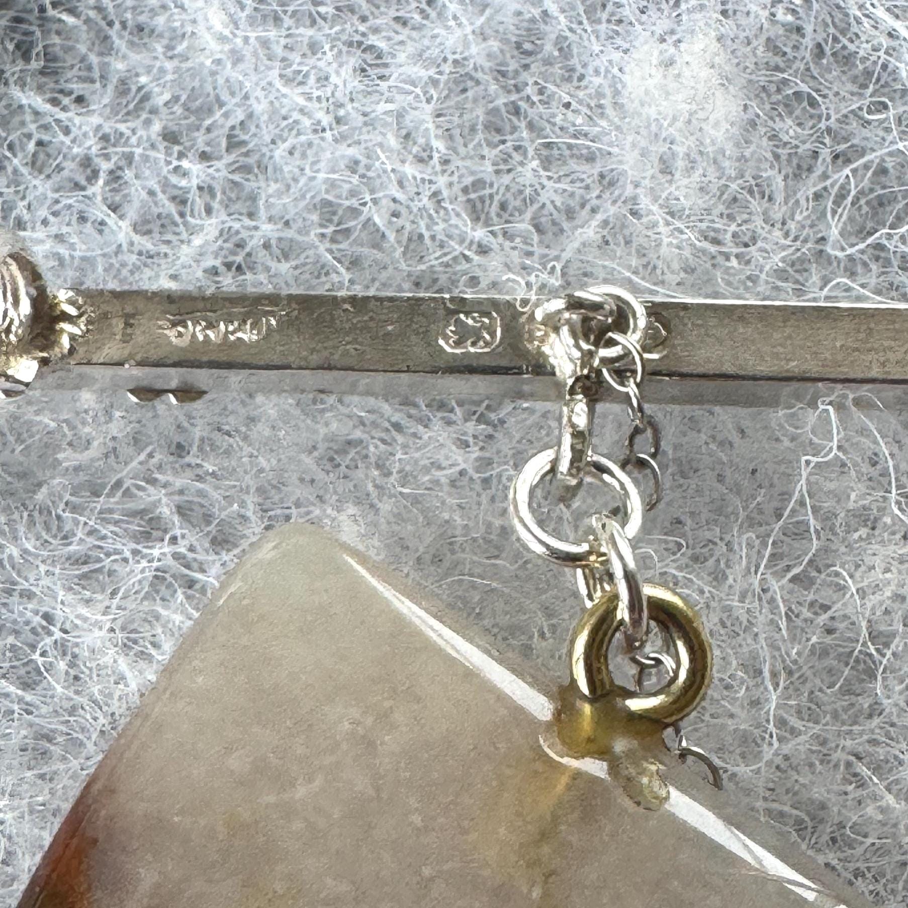 Victorian Carved Scottish Agate Claw Pendant Drop Brooch: Antique Scottish Pebble Sterling Silver Jewellery