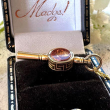 Cargar imagen en el visor de la galería, Antique Victorian 9ct Gold Scottish Citrine &amp; Bloodstone Watch Key Pendant Charm: Optional Chain

