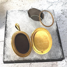 Load image into Gallery viewer, Victorian AEI Mourning Locket, Eternal Love Amity Eternity Infinity. Antique 18ct Gold Vermeil Memorial Pendant
