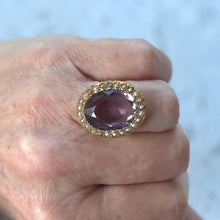 Lade das Bild in den Galerie-Viewer, Antique Victorian 9ct Gold Huge Amethyst &amp; Pearl Cluster Ring
