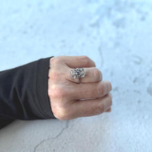 Load image into Gallery viewer, Antique 18ct White Gold Diamond &amp; Sapphire Cluster Ring
