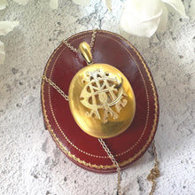 Load image into Gallery viewer, Victorian AEI Mourning Locket, Eternal Love Amity Eternity Infinity. Antique 18ct Gold Vermeil Memorial Pendant
