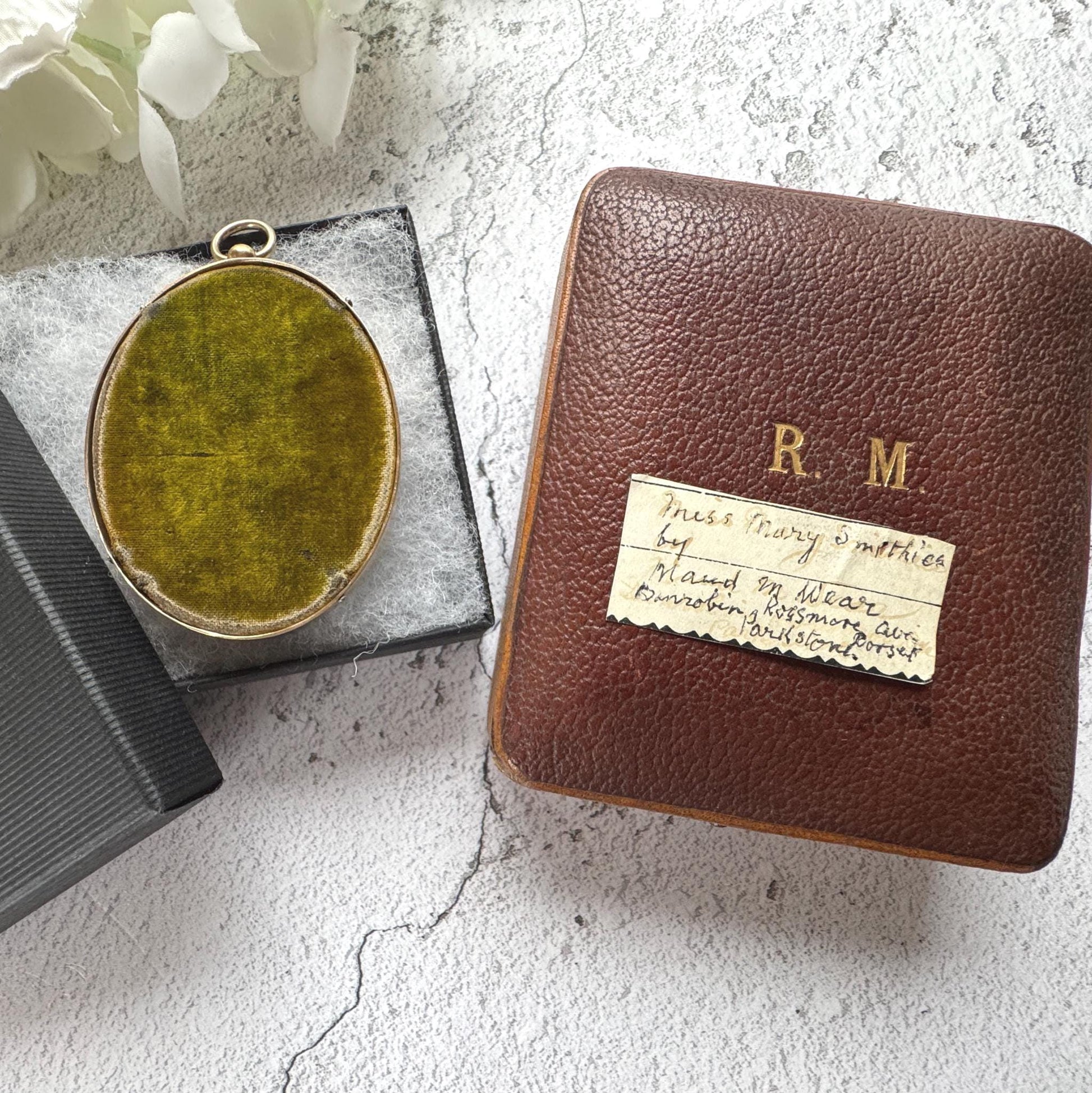 Rare Edwardian Portrait Miniature Pendant by MAUD MARION WEAR: Antique Rolled Gold Locket Frame, Boxed
