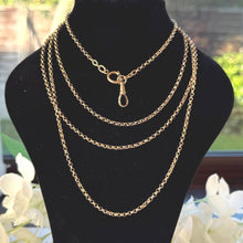Load image into Gallery viewer, Victorian 18ct Rolled Gold Guard Chain Necklace: Antique 58" Gold-Filled Muff Chain With Dog-Clip &amp; Spring Ring
