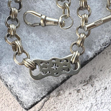 Cargar imagen en el visor de la galería, Victorian ALBO SILVER Fancy Albert Pocket Watch Chain: Mens Collectible Antique Jewellery
