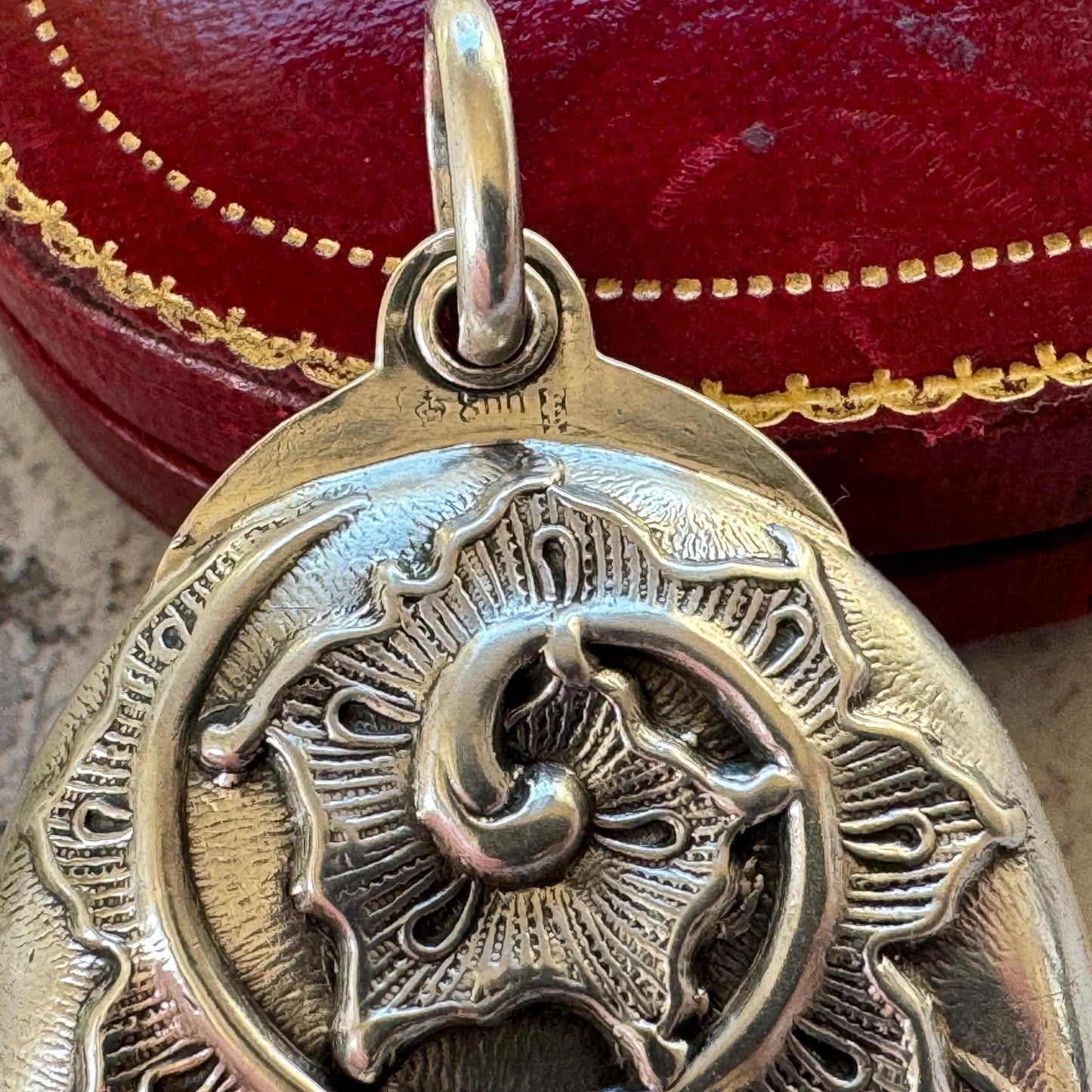 Art Nouveau 800 Silver Mirror Pendant: Antique Jugendstil Deeply Embossed Iris & Whiplash Locket, Germany