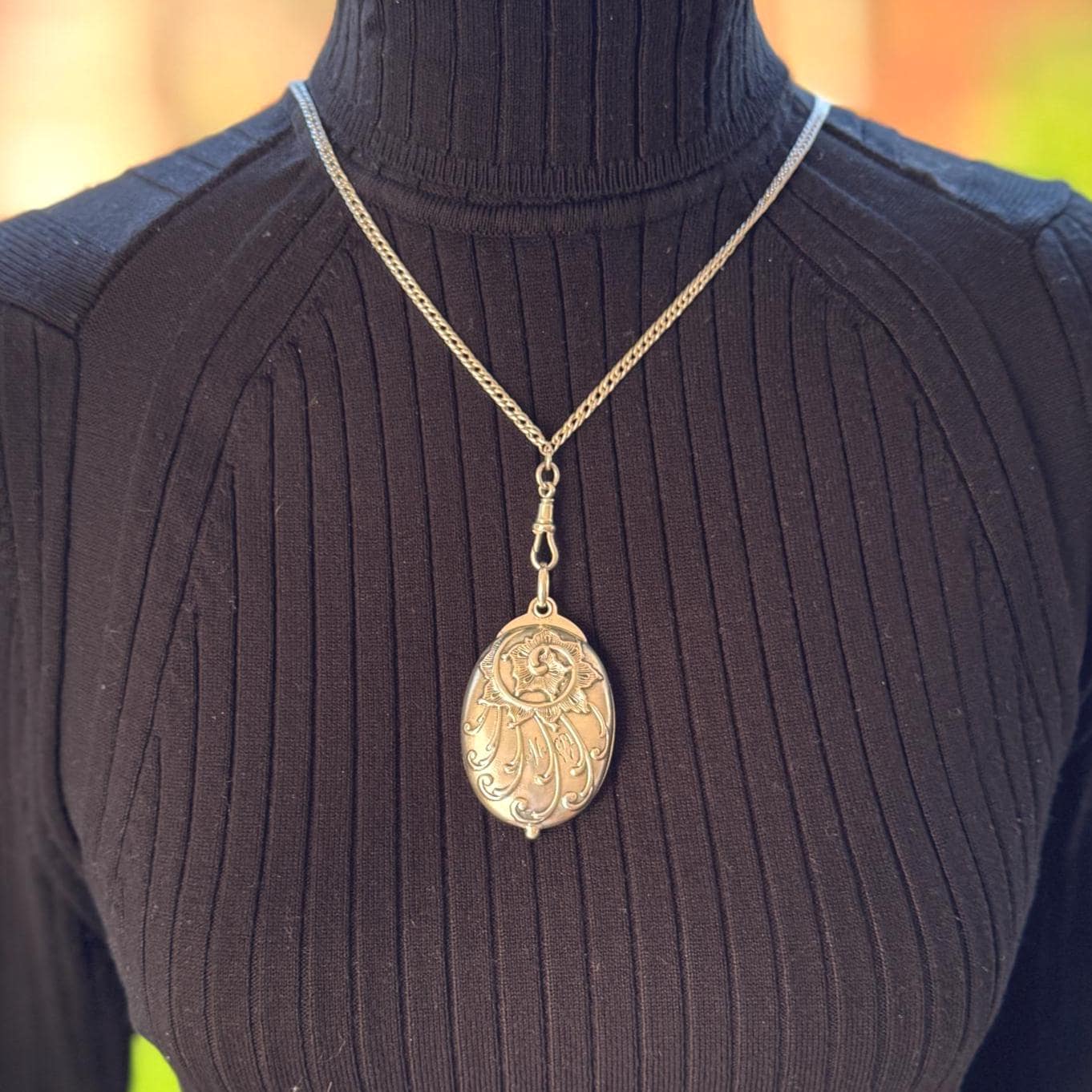 Art Nouveau 800 Silver Mirror Pendant: Antique Jugendstil Deeply Embossed Iris & Whiplash Locket, Germany