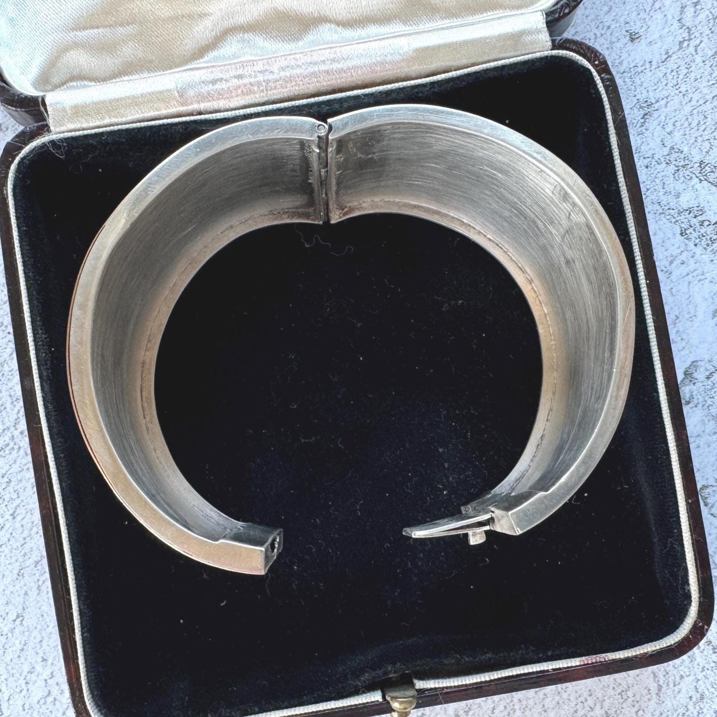 Victorian Sterling Silver & 9ct Rose Gold Bangle c1860