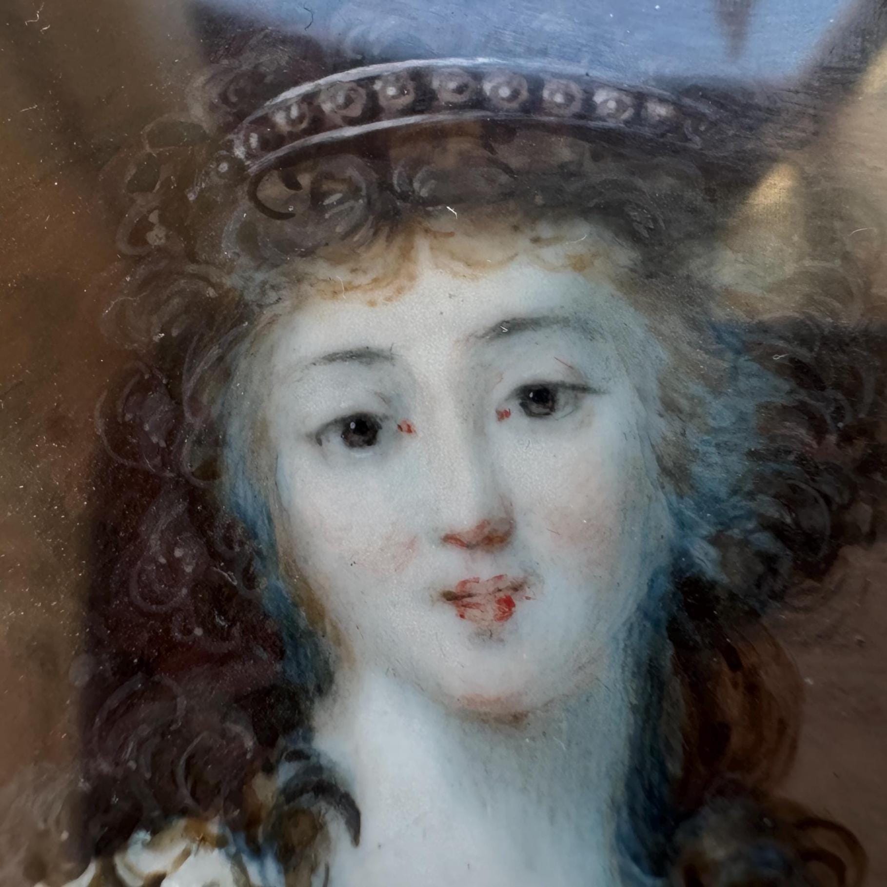 Antique Georgian Portrait Miniature Pendant: 18th Century Portrait Of A Lady Preparing A Drink