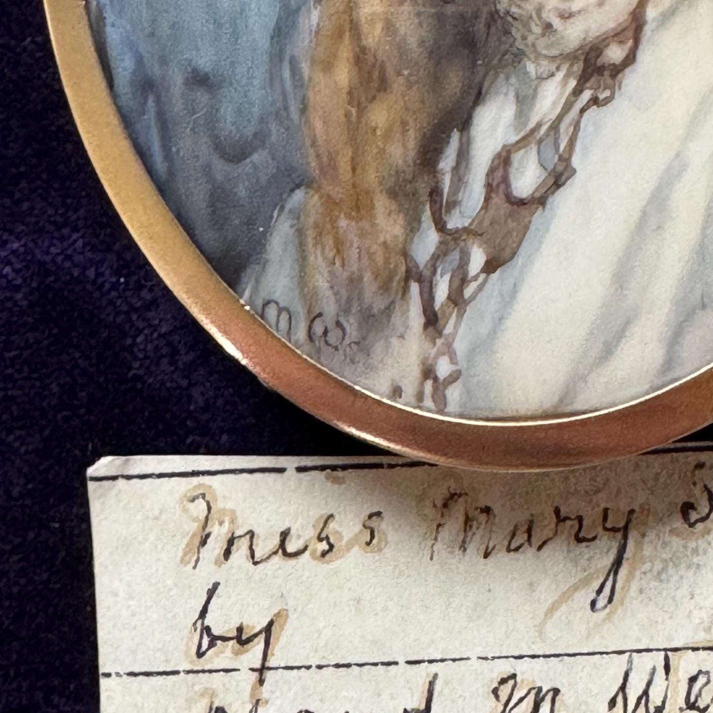 Rare Edwardian Portrait Miniature Pendant by MAUD MARION WEAR: Antique Rolled Gold Locket Frame, Boxed