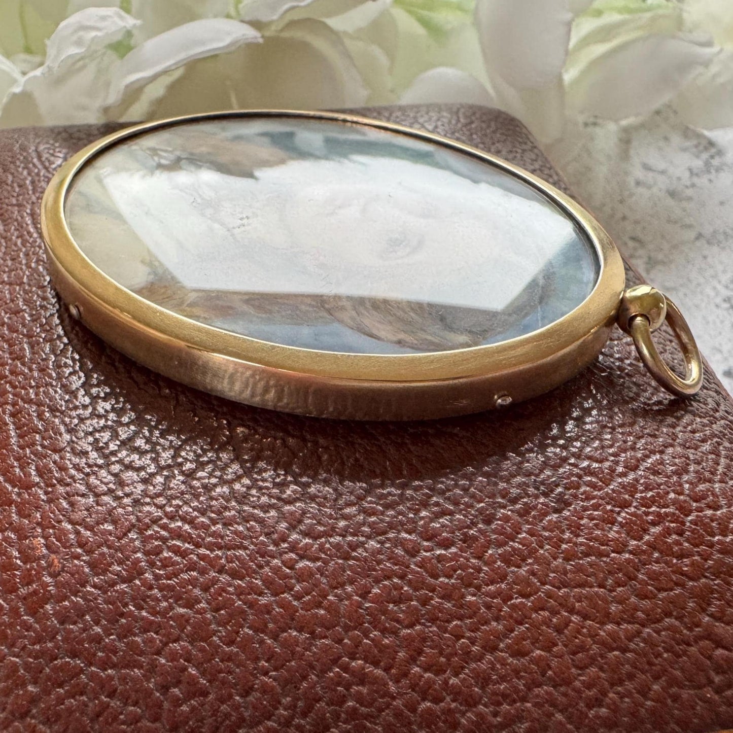 Rare Edwardian Portrait Miniature Pendant by MAUD MARION WEAR: Antique Rolled Gold Locket Frame, Boxed