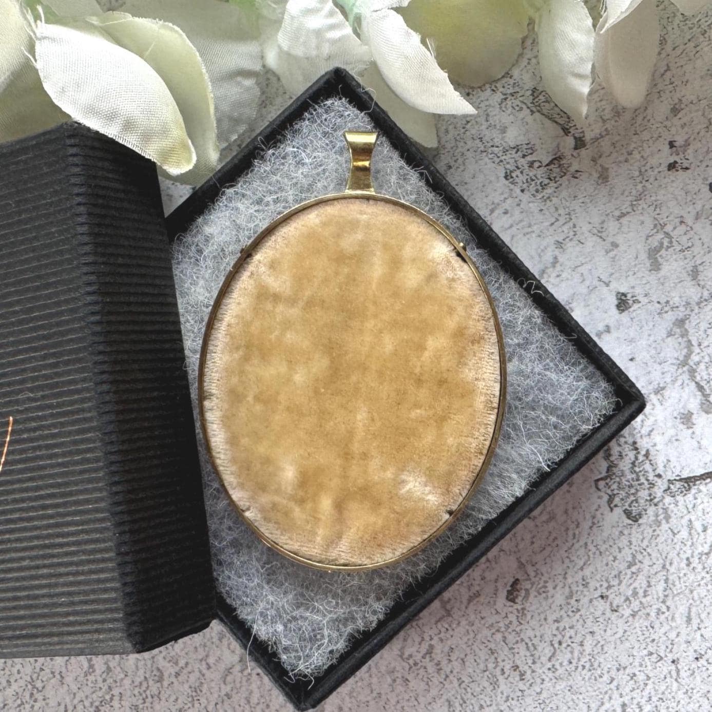 Antique Rolled Gold Portrait Miniature Pendant: Hand-Painted Victorian Lady In Mourning Dress